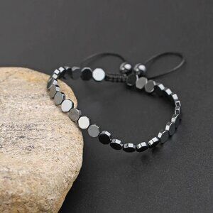 Men's Gray Hexagon Hematite Natural Energy Stone Reiki Healing Bracelet NEW